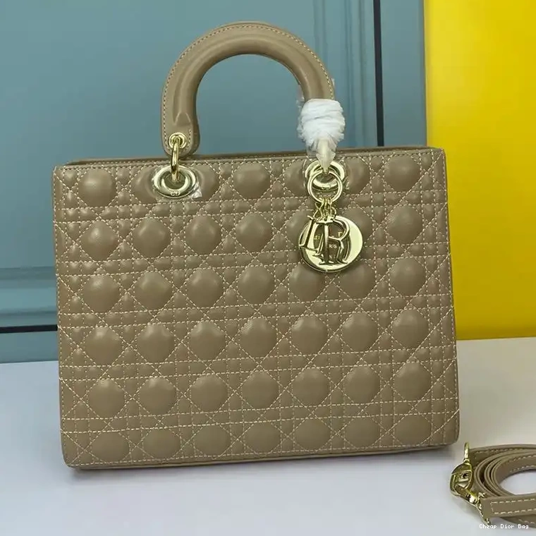 Lady Cannage Large Dior Apricot Lambskin Gold Bag 0501